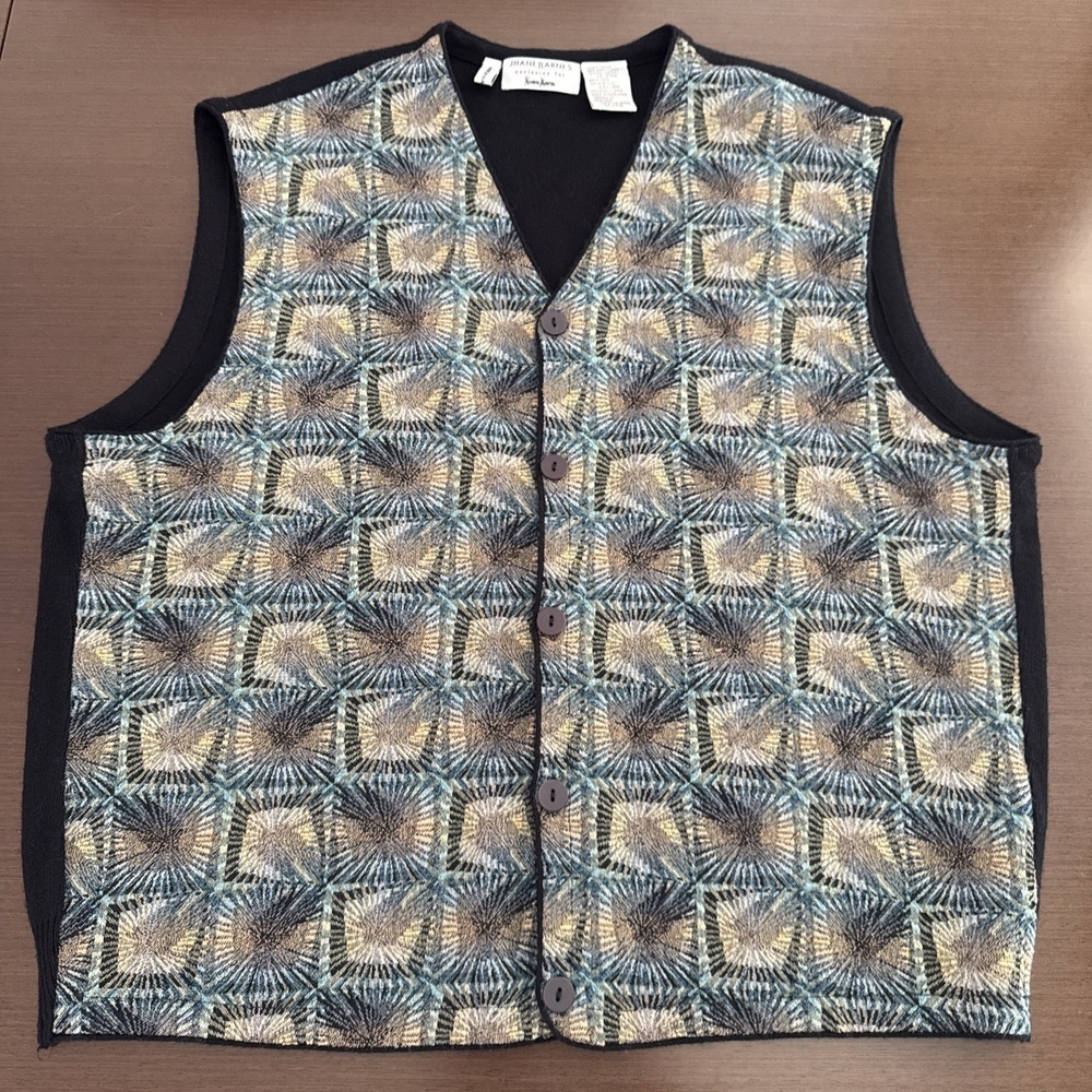 Vintage 90s Jhane Barns Neiman Marcus Woven in Japan Wool Blend Vest Men's XL